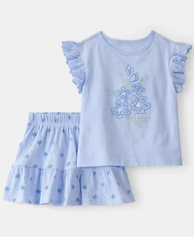 Carter's Girls' Toddler 2T-5T Floral Top & Skort, 2-Piece Set
