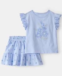 Carter's Girls' Toddler 2T-5T Floral Top & Skort, 2-Piece Set