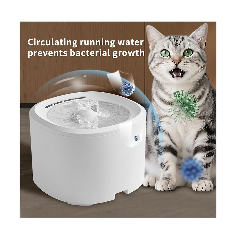 Aostirmotor Automatic Pet Water Fountain Cat Bowls, 3000ML/101 oz, White