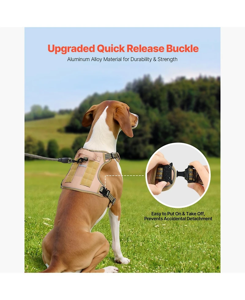 Aostirmotor Tactical Dog Harness for Large Dogs, No-Pull Adjustable Pet Vest with Handle & Leash