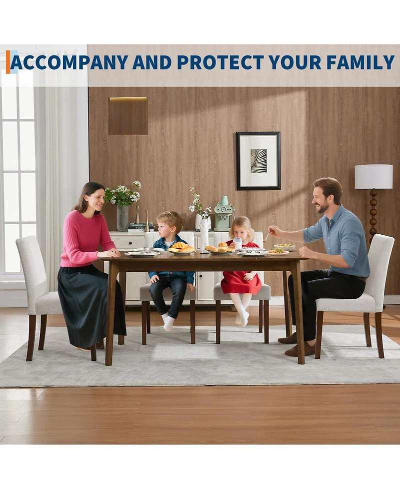 gaomon Set of 4 Modern Linen Fabric Upholstered Dining Chairs, Kitchen Side Chairs with Solid Wood Legs