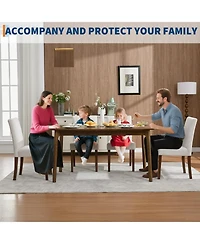 gaomon Set of 4 Modern Linen Fabric Upholstered Dining Chairs, Kitchen Side Chairs with Solid Wood Legs