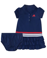 adidas Baby Girls' Ruffle Short-Sleeve Polo Dress and Bloomers, 2-Piece Set