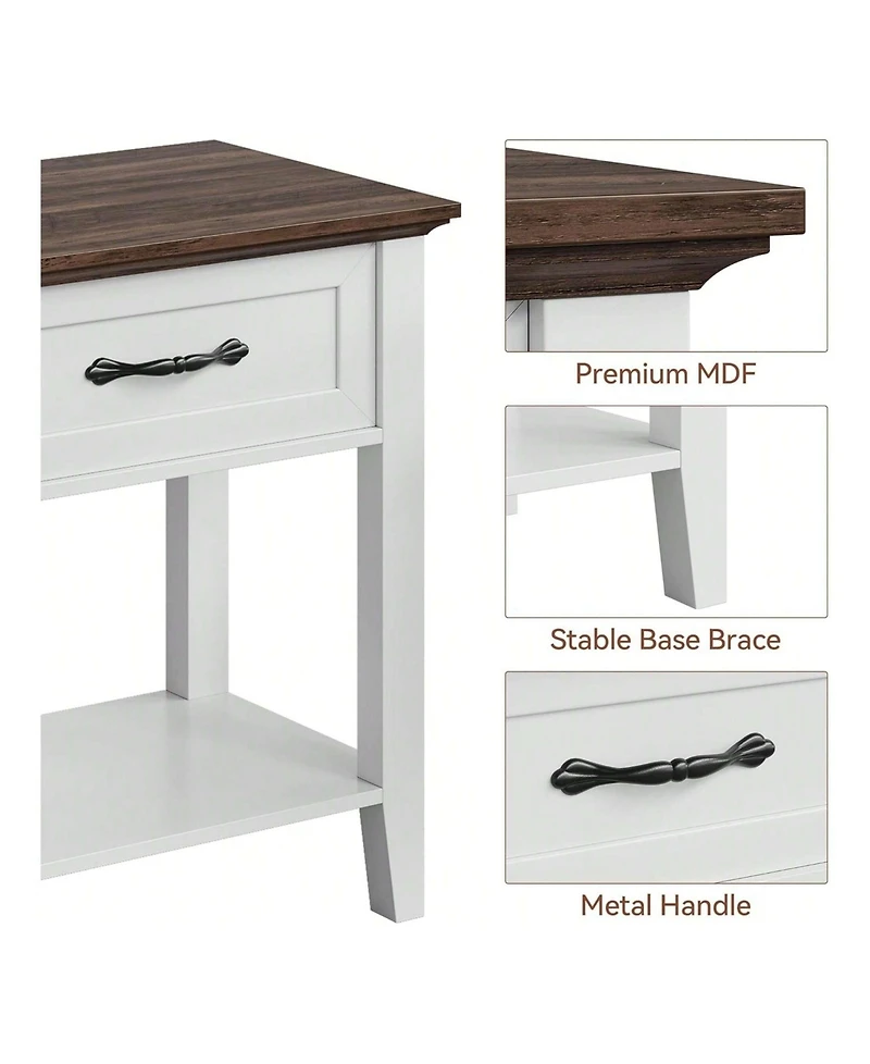 gaomon 2-Tier Drawer Nightstand End Table, Storage Shelves Side Table for Living Room Study Room Bedroom