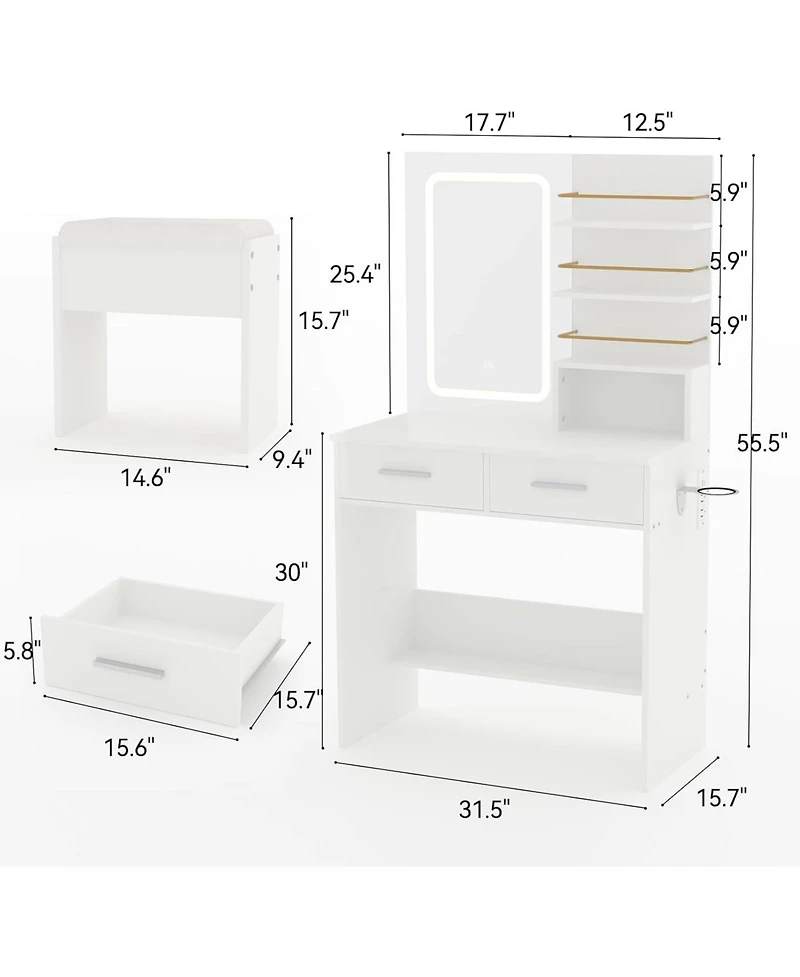 Gaomon Vanity Desk Mirror and Lights Makeup Vanity for Bedrooms, Apartments