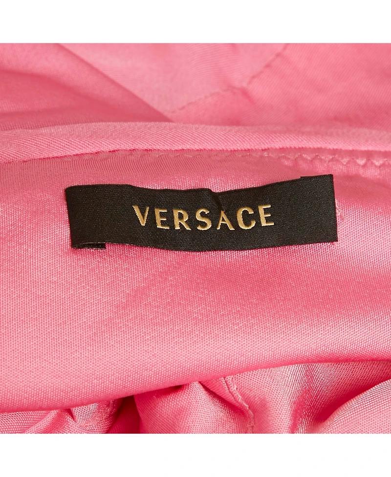 Pre-Owned Versace Women's Pink Jersey Draped Strapless Mini Dress