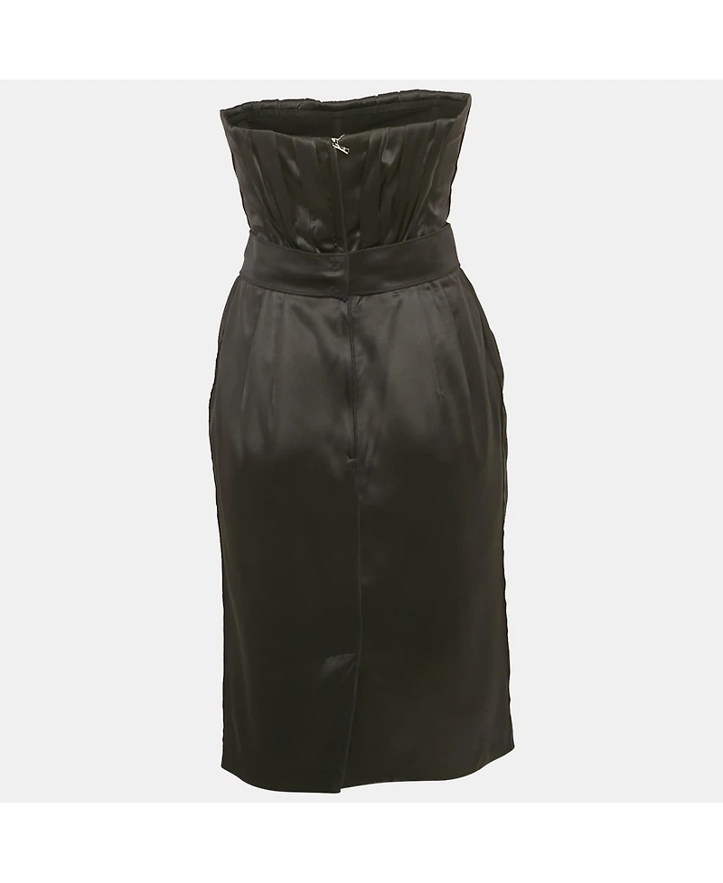 Pre-Owned Dolce & Gabbana Women's Black Satin Strapless Short Dress