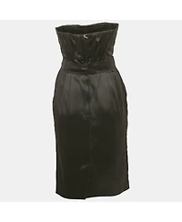 Pre-Owned Dolce & Gabbana Women's Black Satin Strapless Short Dress