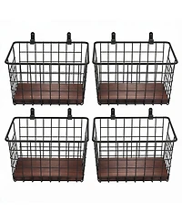 Yigii 4-Pack Metal Wire Wall Basket with Handles for Kitchen, Bathroom, Entryway