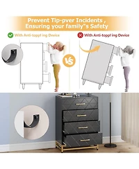 Gaomon Dresser for Bedroom with 4 Drawer, Modern Dressers Chest of Drawers, Wide Drawers and Metal Handles