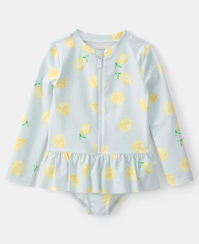 Carter's Girls' Toddler 2T-5T Lemon Rashguard One-Piece Swimsuit