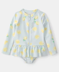 Carter's Girls' Toddler 2T-5T Lemon Rashguard One-Piece Swimsuit