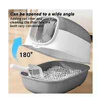 Aostirmotor Modern Enclosed Cat Litter Box in Grey