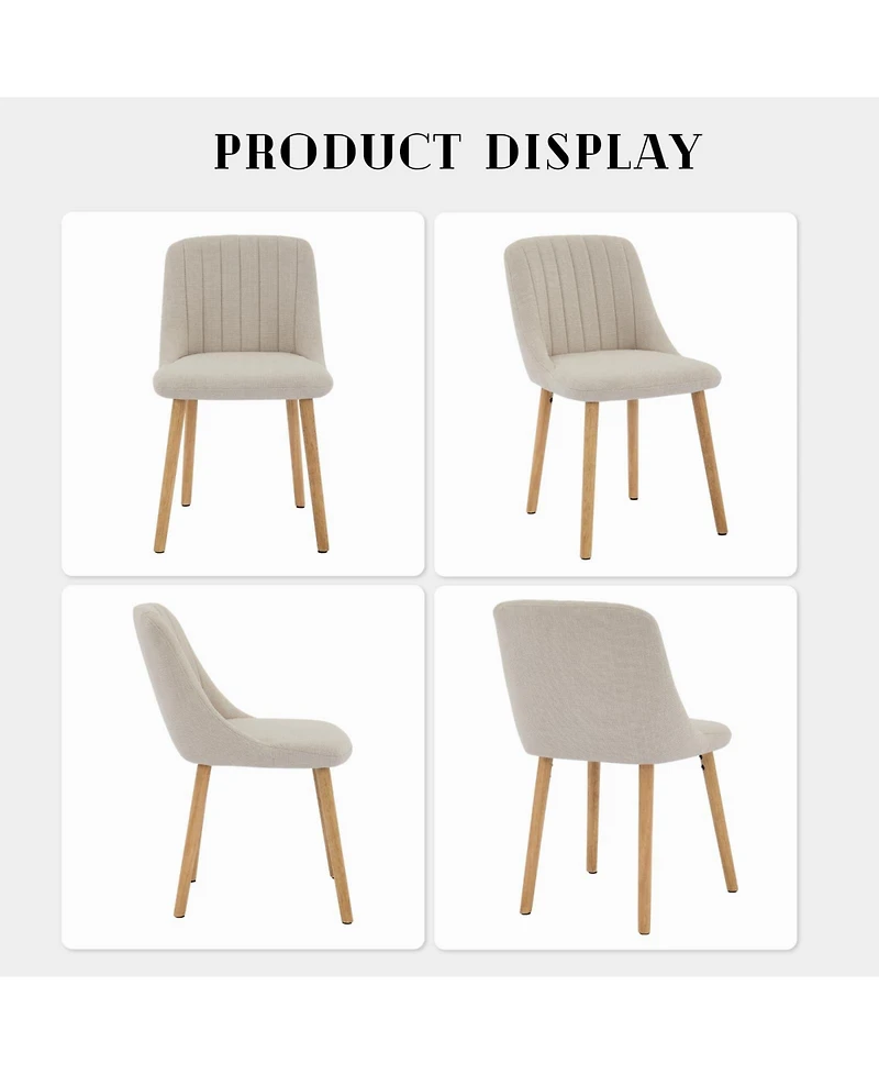 gaomon Set of 4 Fabric Upholstered Dining Chairs, Curved Backrest Kitchen Side Chairs with Solid Oak Legs