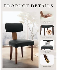 gaomon Set of 2 Leather Upholstered Dining Chairs, Curved Backrest Seating for Kitchen & Dining Room