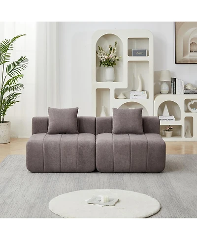 Streamdale Furniture Chenille Sectional Sofa with 2 Pillows, Symmetrical Modular for Living Room/Office