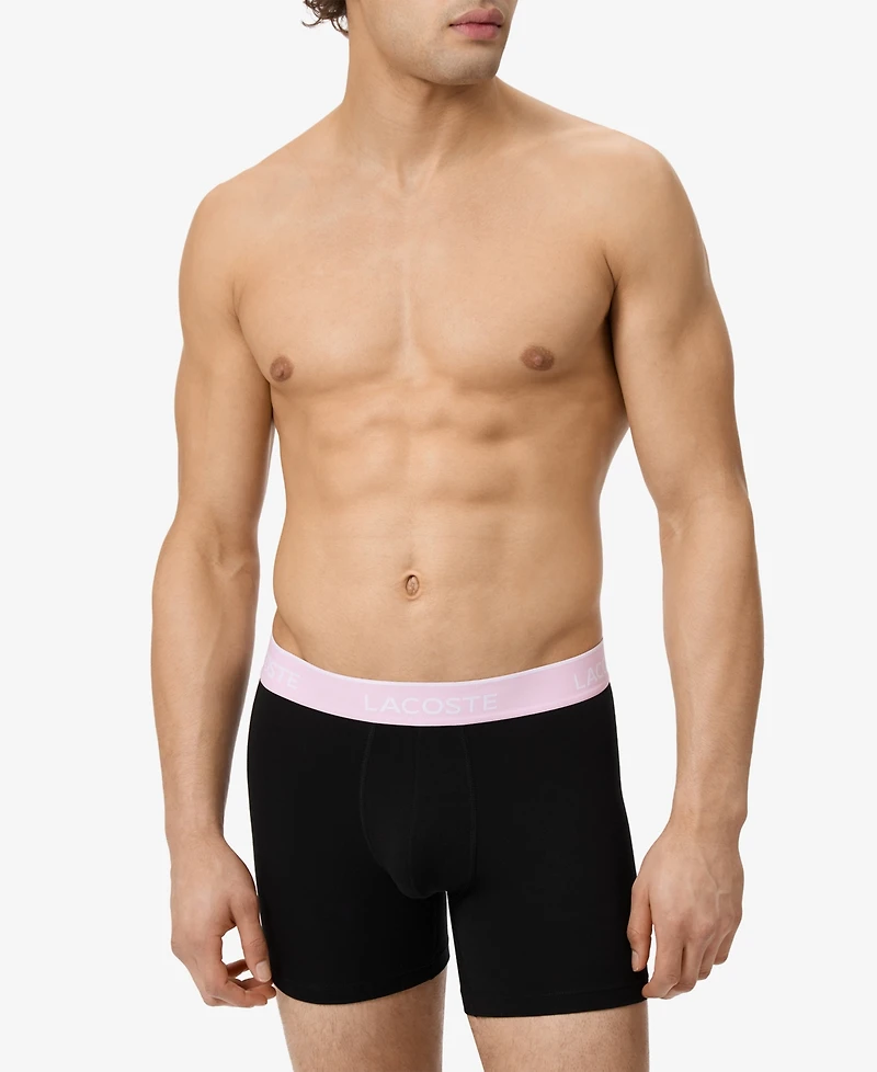 Lacoste Men's 3-Pack Regular Fit Logo Waistband Boxer Briefs