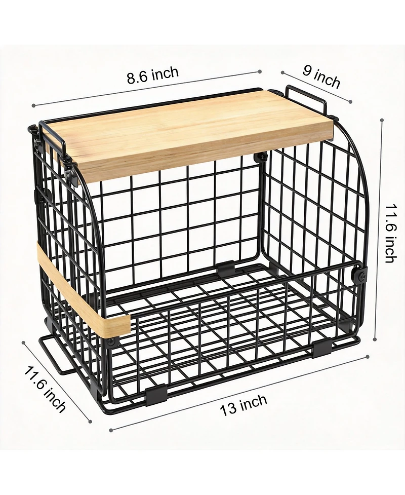 Yigii 2 Set Wire Basket with Openable Top for Kitchen Pantry Storage