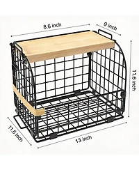 Yigii 2 Set Wire Basket with Openable Top for Kitchen Pantry Storage