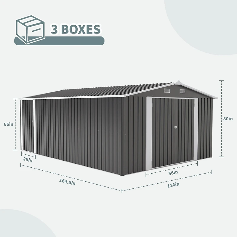 Mondawe 8ft x 6ft Outdoor Metal Storage with Lockable Sliding Doors and Transparent plate