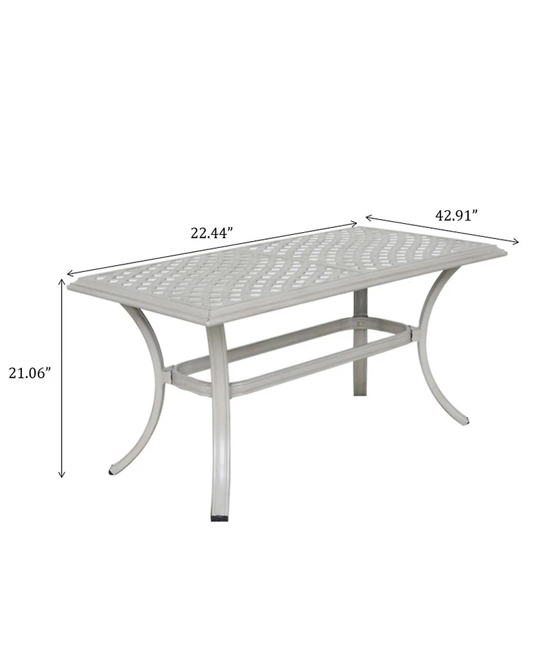 Mondawe 22x42 Inch Modern Cast Aluminum Outdoor Patio Rectangular Coffee Table