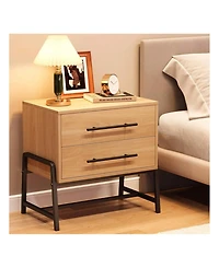 gaomon 1PC Farmhouse Drawer Nightstand, Metal Legs Storage Bedside Table Sofa Side Organizer for Living Room