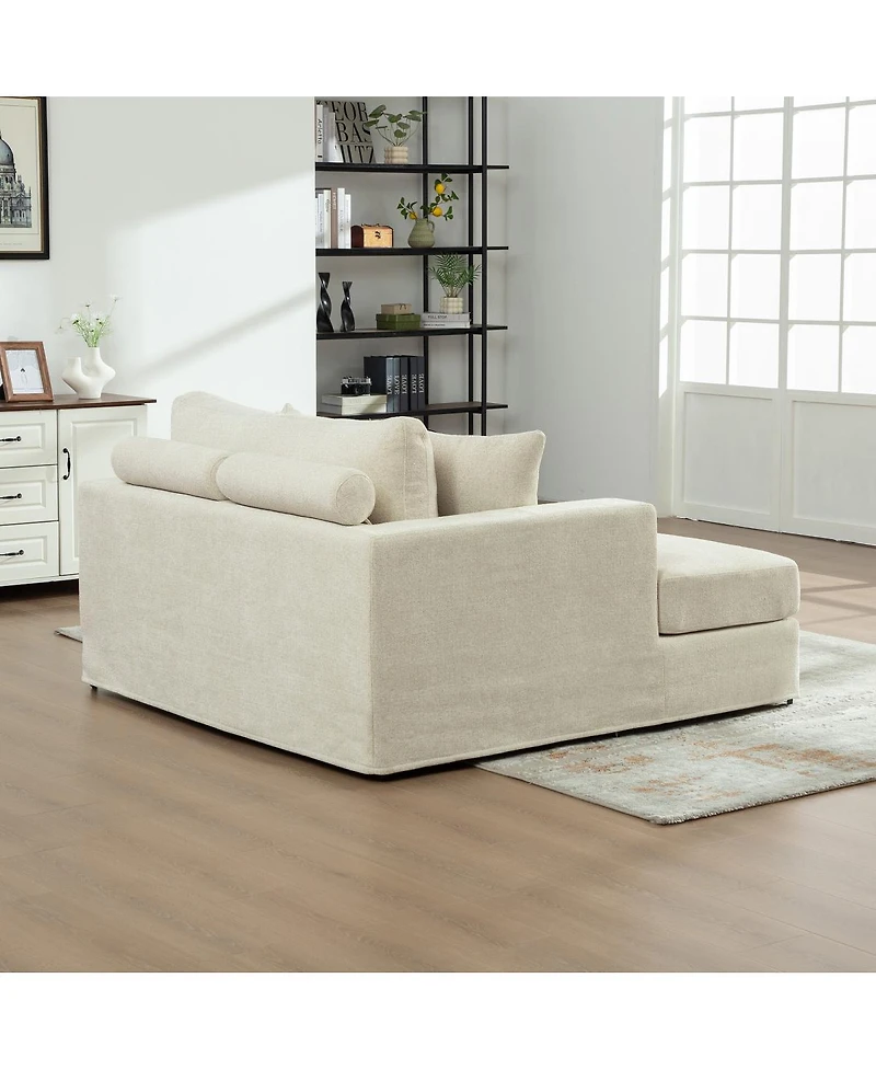 Streamdale Furniture Extra-Large Sofa Bed, Chenille Linen Fabric, Sturdy Metal Legs