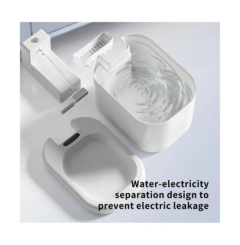 Aostirmotor Smart Sensor Pet Water Fountain, 2000ml/68oz Automatic Dispenser for Cats & Dogs, White