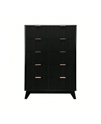 gaomon Tall 5-Drawer Wood Dresser, Waveform Fluted Panel Modern Chest of Drawers for Bedroom Clothes Storage