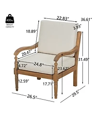Mondawe Outdoor Patio Seating Chair with Cushions, Wooden Club Chairs