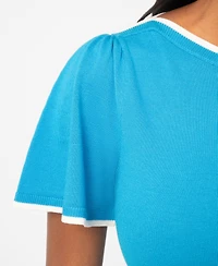 Melissa Paige Petite Boat-Neck Flutter-Sleeve Sweater