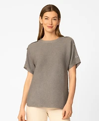 Melissa Paige Women's Vertical Rib Sweater Knit T-Shirt