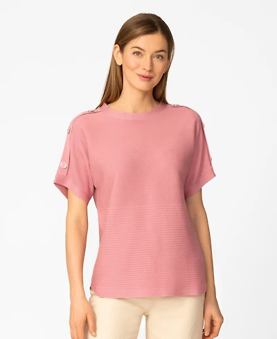 Melissa Paige Women's Vertical Rib Sweater Knit T-Shirt