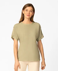 Melissa Paige Women's Vertical Rib Sweater Knit T-Shirt