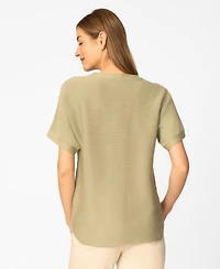 Melissa Paige Women's Vertical Rib Sweater Knit T-Shirt