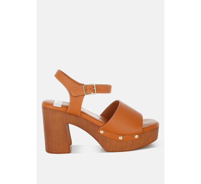 Sawor Recycled Leather High Block Sandals Women