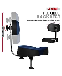 5 Core Drum Throne w Backrest 4" Padded Adjustable 26.5" Drummer Stool Velvet Top 441Lb Capacity