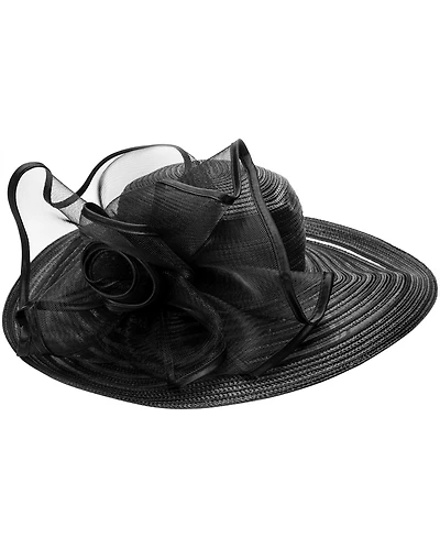 August Hats Sheer Widebrim Rosette Hat