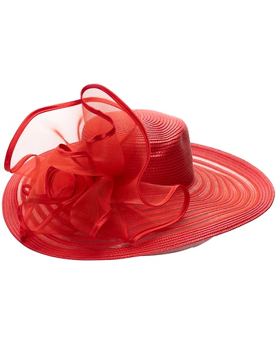 August Hats Sheer Widebrim Rosette Hat