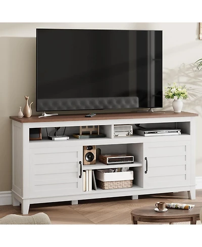 gaomon Tv Stand for 63 in, Entertainment Center with Adjustable Shelves, Farmhouse Cabinet Doors