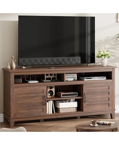gaomon Tv Stand for 63 in, Entertainment Center with Adjustable Shelves, Farmhouse Cabinet Doors