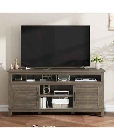 gaomon Tv Stand for 63 in, Entertainment Center with Adjustable Shelves, Farmhouse Cabinet Doors