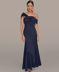 Donna Karan New York Women's One Shoulder Twisted Gown