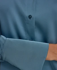 Donna Karan New York Women's Collared Long-Sleeve Blouse