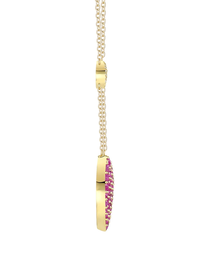 Macy's Ruby (1-1/2 ct. t.w.) & Diamond (1/20 ct. t.w.) Heart Pendant Necklace in 14k Yellow Gold