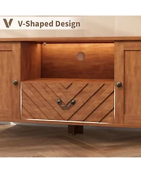 gaomon Tv Stands for Living Room, White Entertainment Center with Led Lights, Television 65