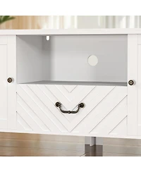 gaomon Tv Stands for Living Room, White Entertainment Center with Led Lights, Television Stands for 65 in Tv