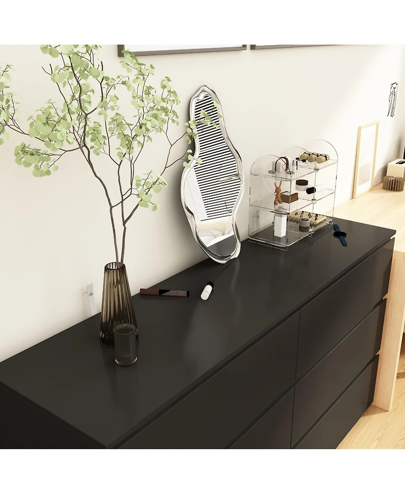 Homsee Black and White Wooden Accent Storage Cabinet with 9-Drawers