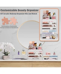 Sorbus 3 Piece Extra Large Stackable Cosmetic Organizers and Storage Set - Great Vanity, Dresser & Bathroom Organizer