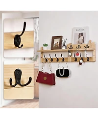 Yigii Wall-Mounted Coat Rack with Hooks and Shelf for Entryway